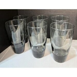 6 Vintage Gray Smoked Glass Drinking Glasses Cocktails Thick Heavy Bottom